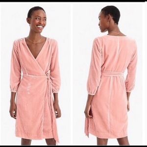 J. Crew Drapey Velvet Wrap Dress Seashell Pink 8